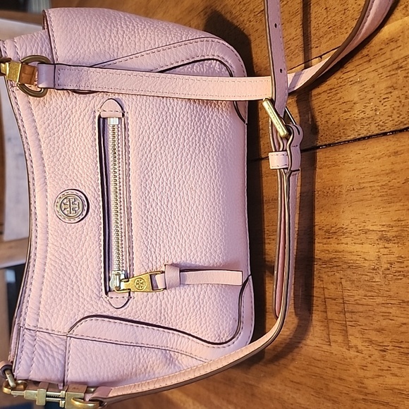 Tory Burch Frances Mini Pink Pebbled Leather Crossbody - Picture 1 of 16